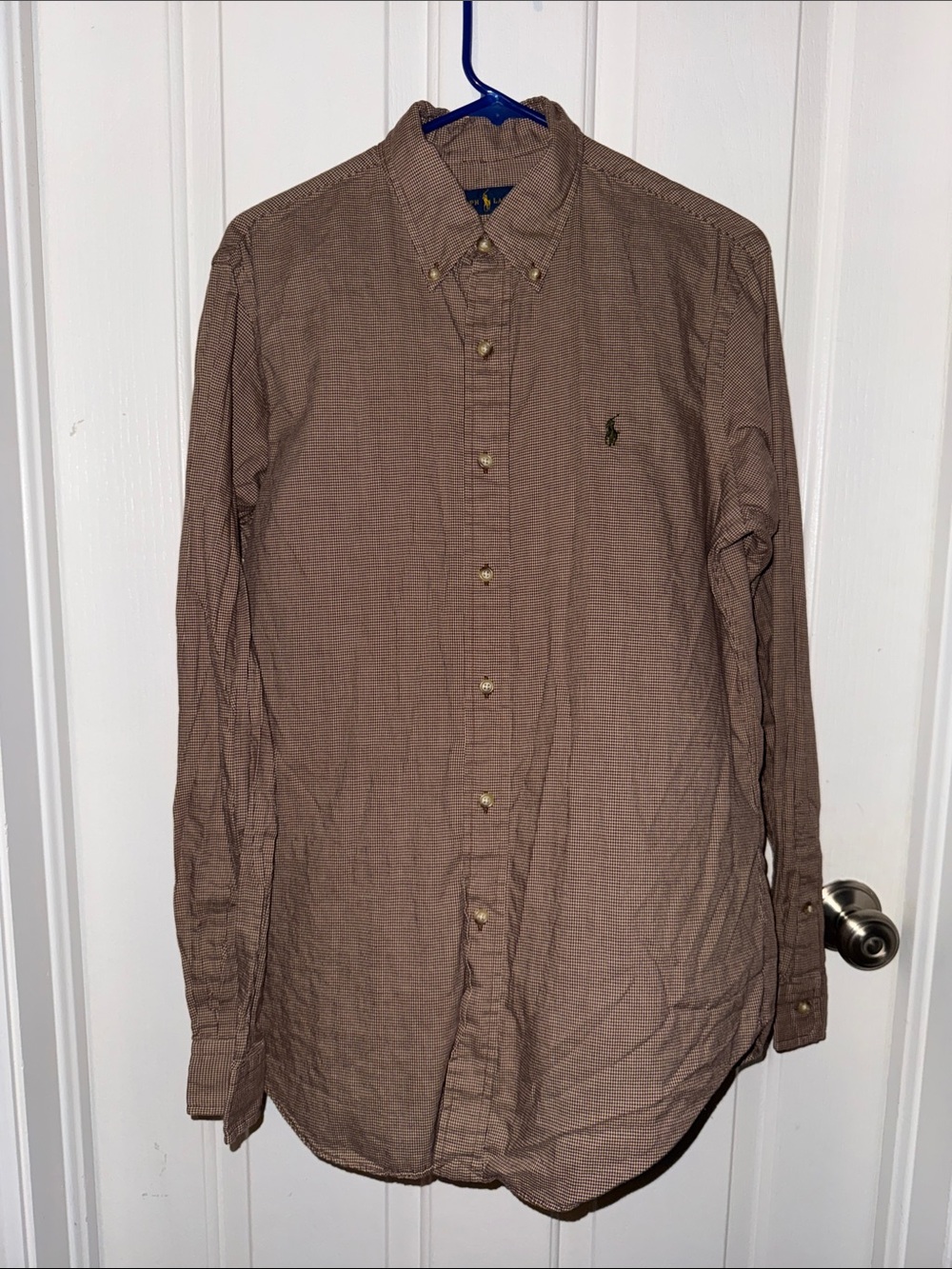Ralph Lauren Men's Brown Button-Down Casual Shirt**needs ironing